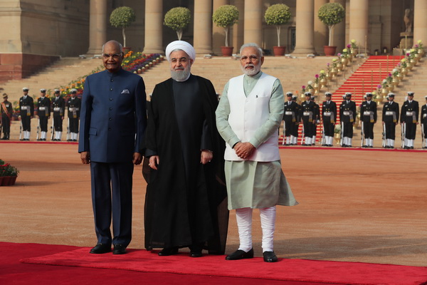مراسم استقبال رسمی رئیس جمهور و نخست وزیر هندوستان از روحانی
