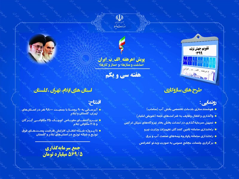 افتتاح 28 پروژه صنعت آب و برق در استان‌های تهران و گیلان