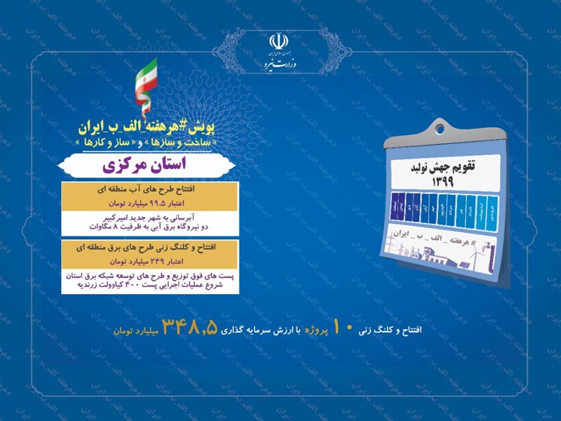 بهره‌برداری و شروع عملیات اجرایی ۱۰ پروژه صنعت آب و برق استان مرکزی