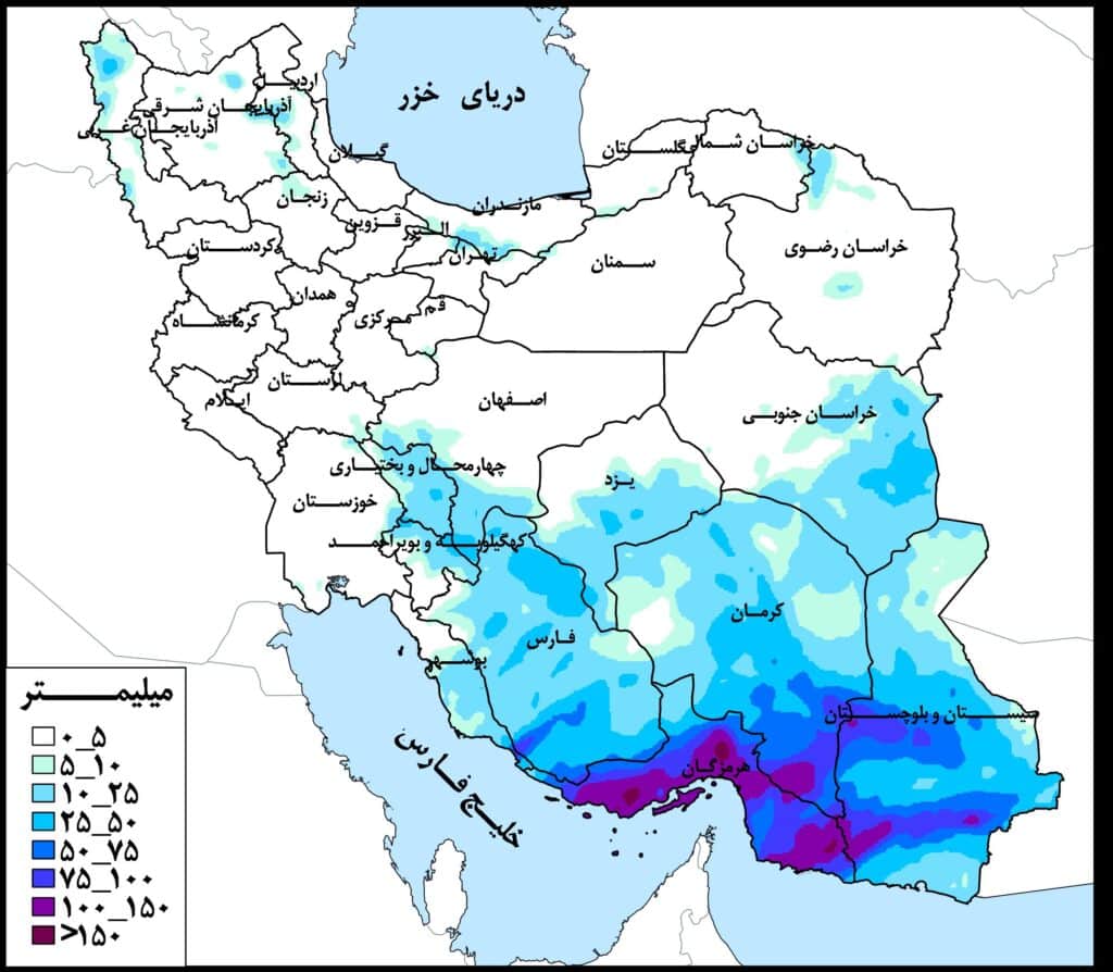 حوضه آبریز خلیج‌فارس و دریای عمان پرباران‌ترین حوضه‌های‌ ‌کشور در هفته جاری