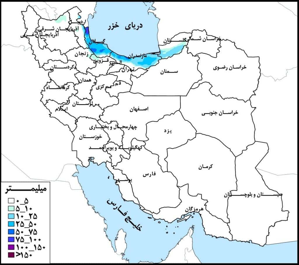 حوضه دریای خزر پرباران‌ترین حوضه‌ درجه ۱ کشور در هفته اول مهرماه جاری